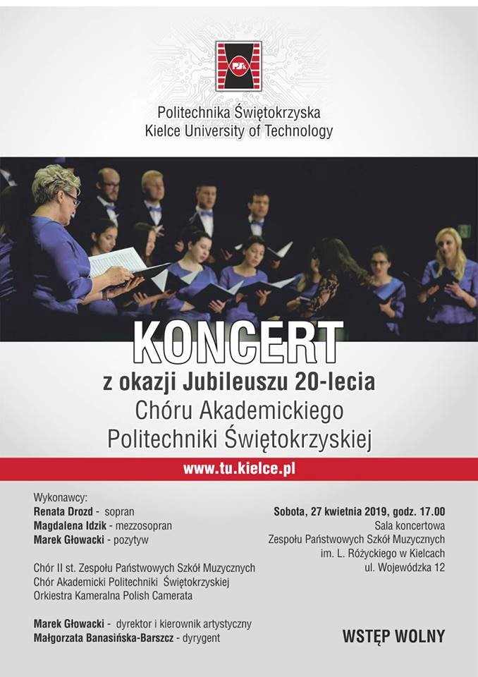 Koncert z okazji Jubileuszu XX-lecia Chóru Akademickiego Politechniki Świętokrzyskiej