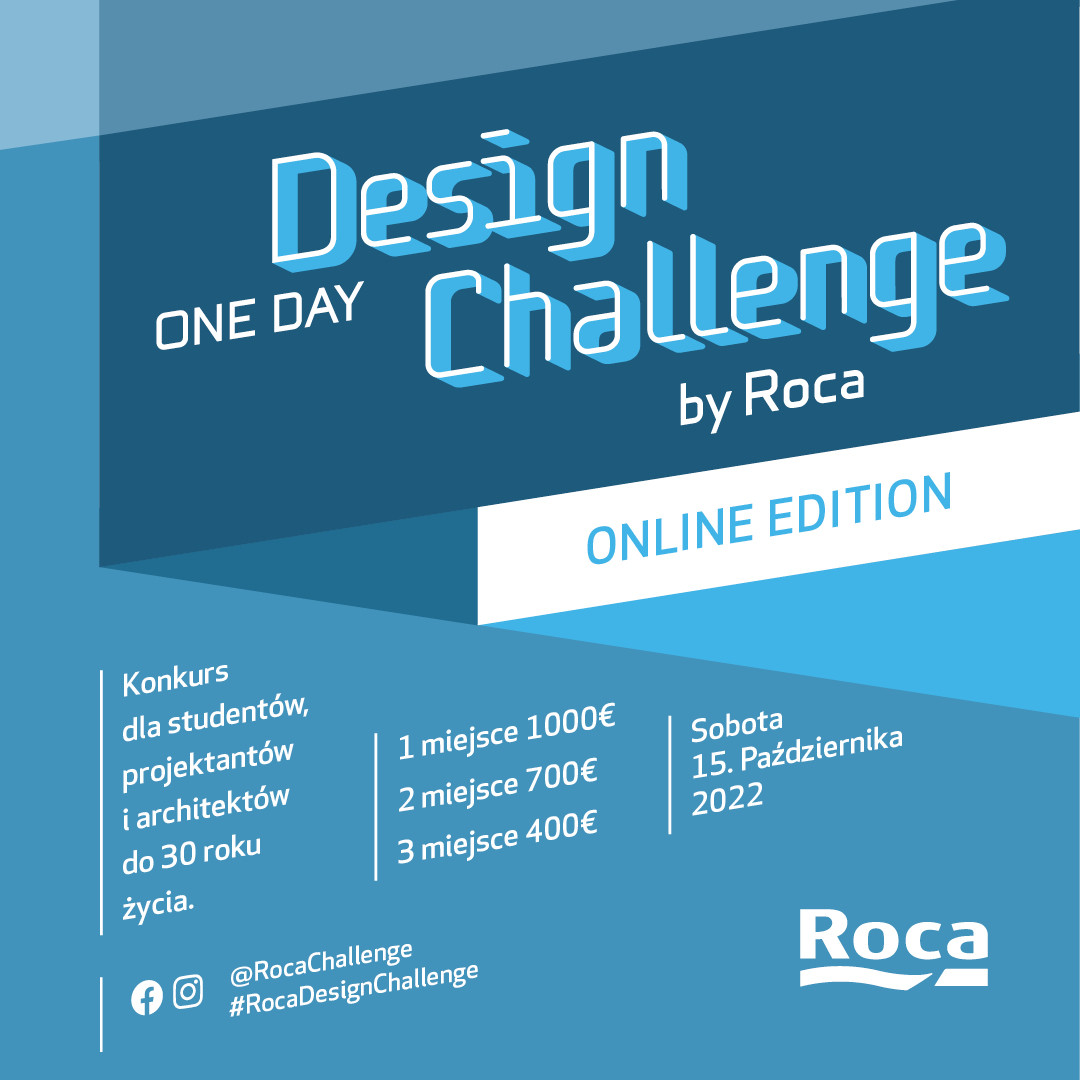 Konkurs "Design Challenge by Roca" online dla studentów, projektantów i architektów do 30 roku życia. Nagrody pieniężne.