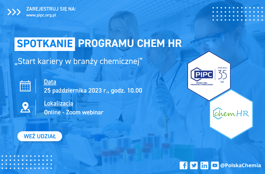 Spotkanie programu Chem HR "Start kariery w branży chemicznej" odbędzie się 25.10.2023 online.