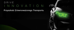 Konkurs BASF Polska "Drive Innovation". Czarny samochód z zielonymi światłami. Kontekst: promocja konkursu.