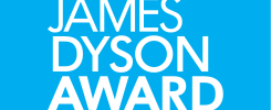 Napis "THE JAMES DYSON AWARD 2024" na niebieskim tle. Kontekst: logo konkursu.