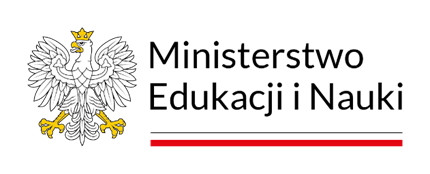 Herb Polski i napis "Ministerstwo Edukacji i Nauki". Logo instytucji państwowej.