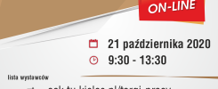 XI Akademickie i młodzieżowe targi pracy online. Kluczowe obiekty: logo uczelni, daty, godziny, adresy stron.