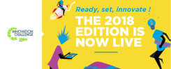 Logo Valeo Innovation Challenge. Tekst: "Ready, set, innovate! THE 2018 EDITION IS NOW LIVE".