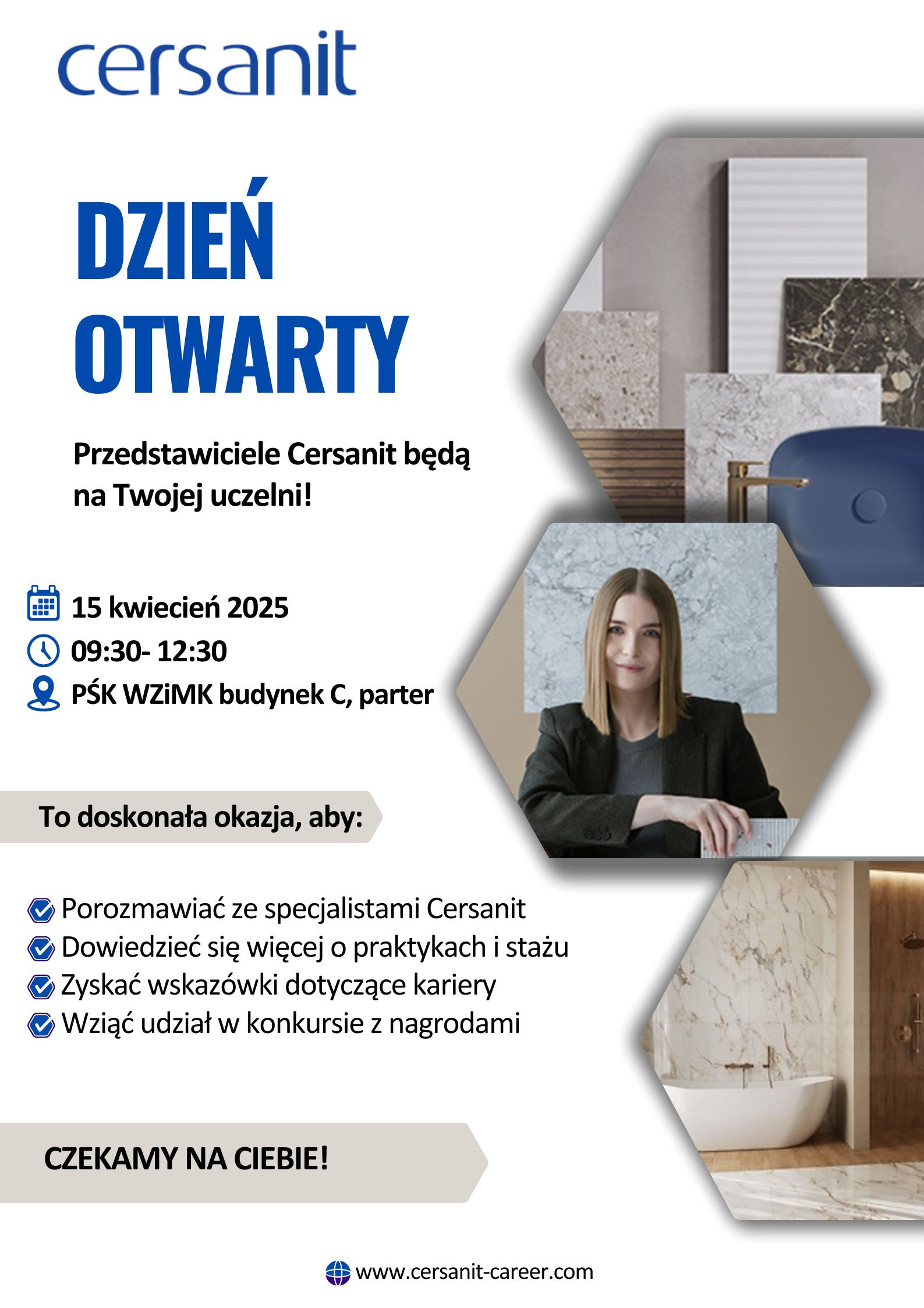 Plakat zapraszający na Dzień Otwarty Cersanit.