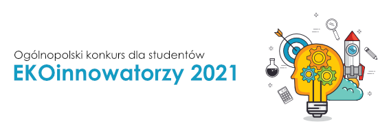 Ogólnopolski konkurs dla studentów EKOinnowatorzy 2021. Kluczowe obiekty: żarówka-głowa, rakieta, tarcza.
