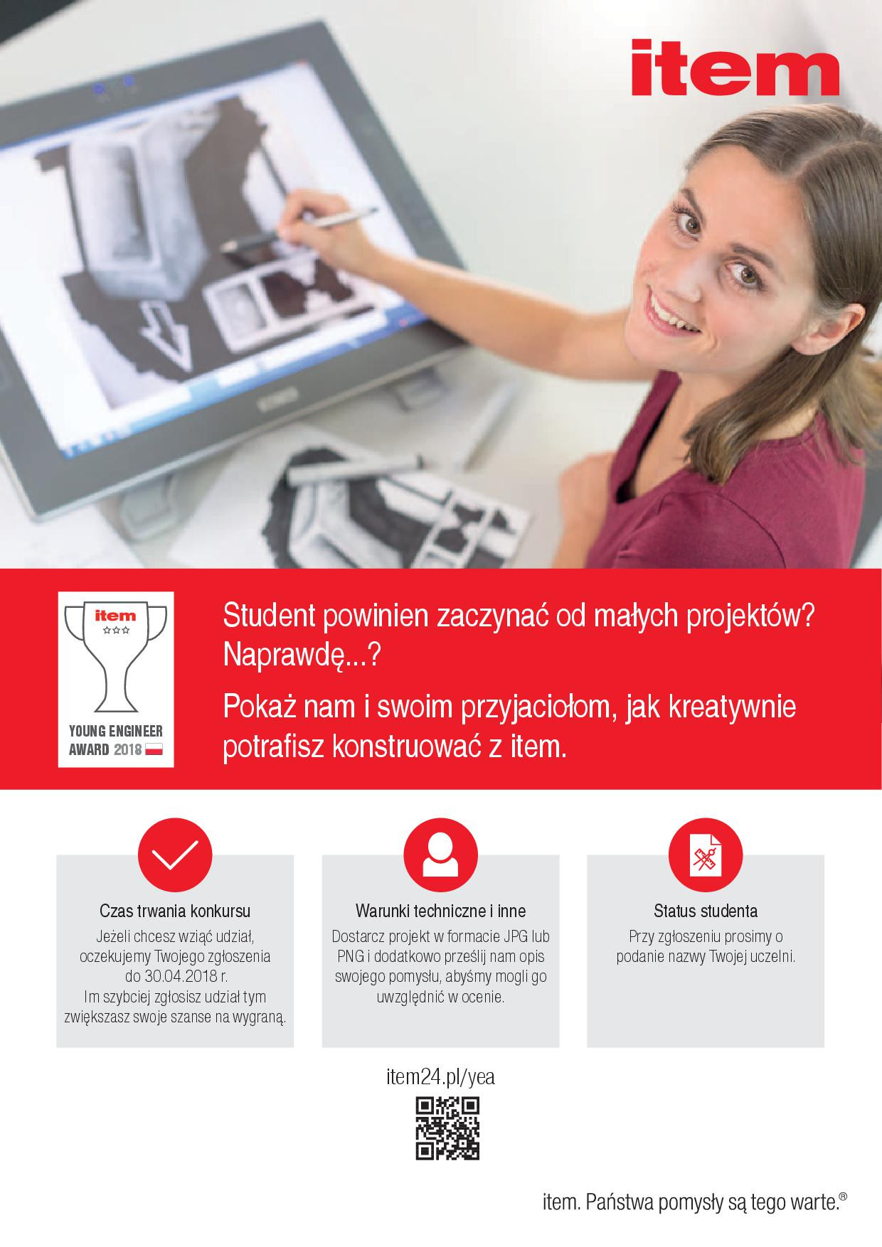 Kobieta uśmiecha się, rysując na ekranie dotykowym. Konkurs Young Engineer Award 2018.
