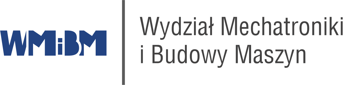 Logo WMiBM i tekst "Wydział Mechatroniki i Budowy Maszyn".